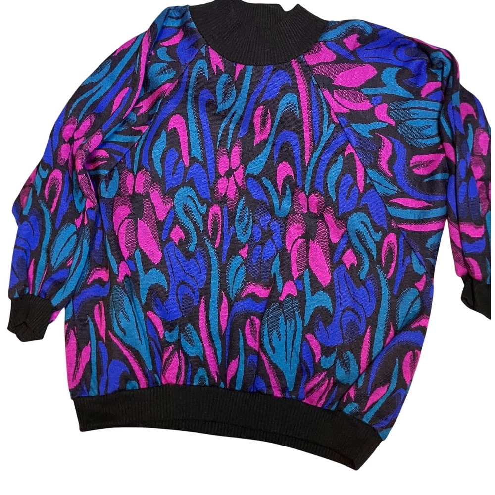 American Cricket Lane VNTG Retro Floral Sweater Vibrant 80s No Sz READ‎